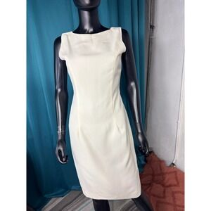 Alex Evenings Ivory Sleeveless Sheath Dress Knee Length Size 8